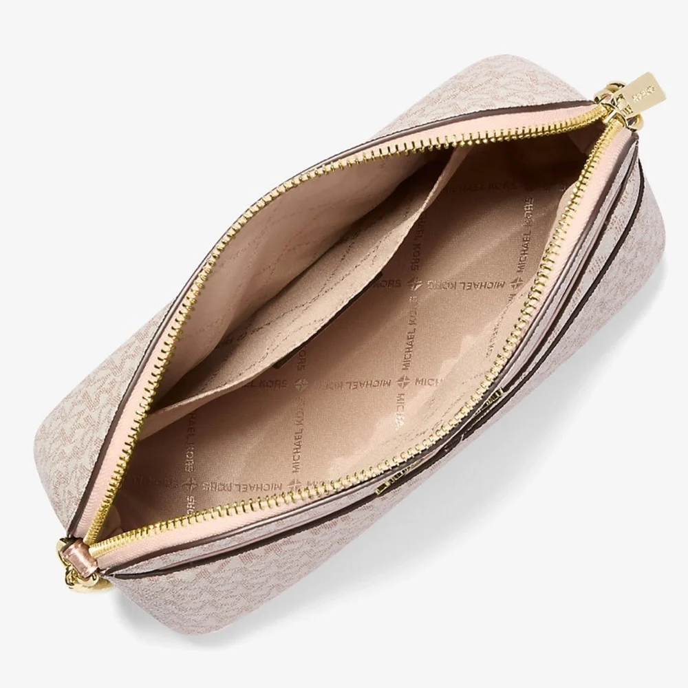 Michael Kors Jet Set Travel Medium Metallic Signature Logo Dome Crossbody NWT